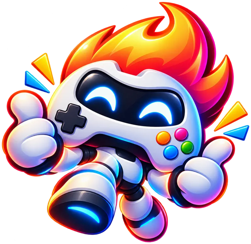 La mascotte de WEAKED STUDIO, une manette souriante aux cheveux de feu